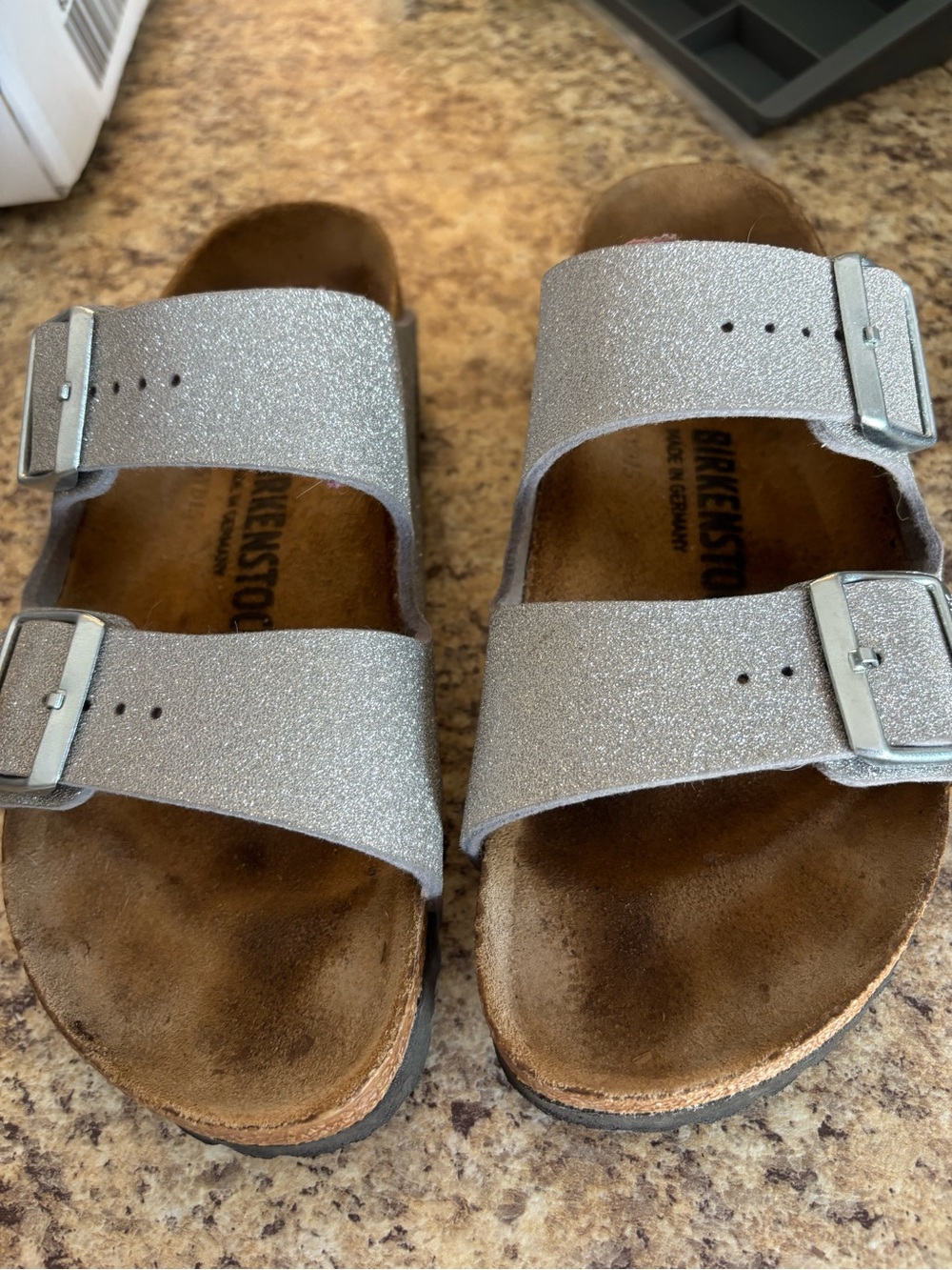 Birkenstock Two-Strap Glitter Sandal - Silver